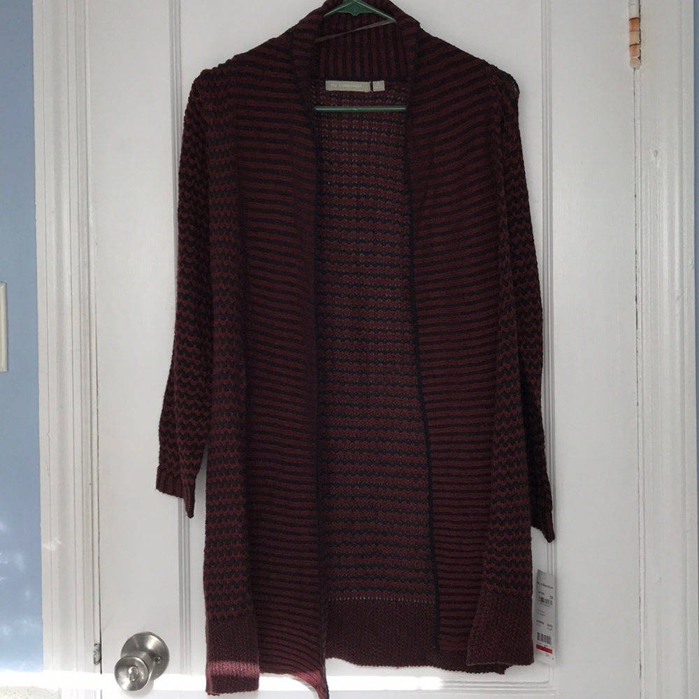 NY Collection long maroon and black cardigan